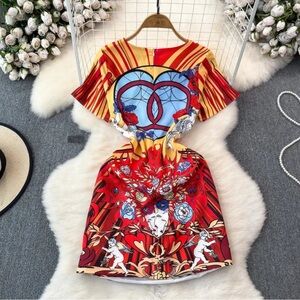 Vibrant Red and Yellow Dress